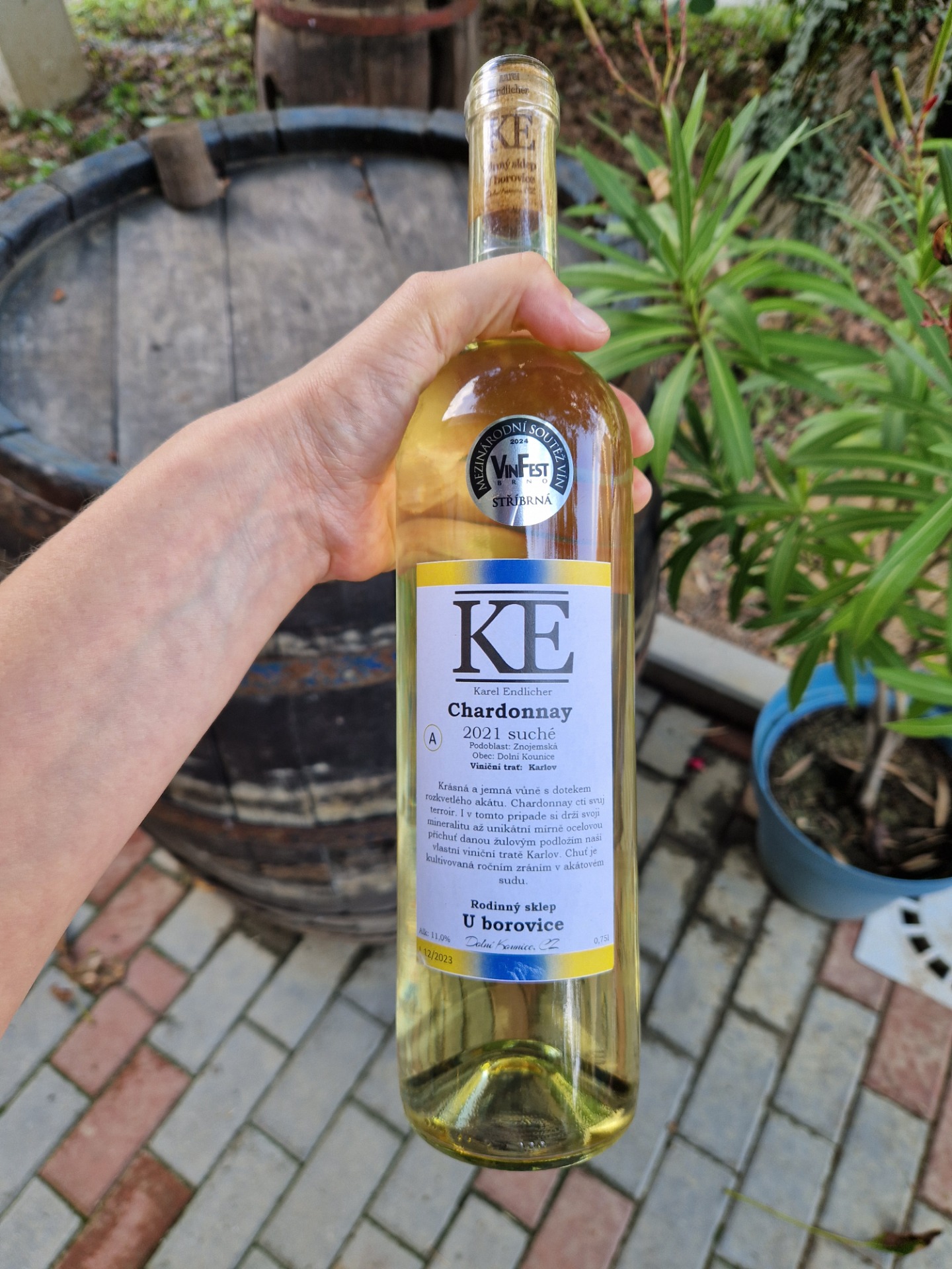 Stříbrná medaile pro naše Chardonnay (ročník 2021) z Mezinárodní soutěže vín VinFest 2024